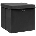 Storage Boxes with Lids 10 pcs Black 32x32x32 cm Fabric