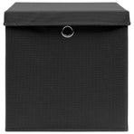 Storage Boxes with Lids 10 pcs Black 32x32x32 cm Fabric