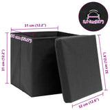 Storage Boxes with Lids 10 pcs Black 32x32x32 cm Fabric - Rear View