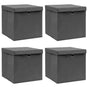 Storage Boxes with Lids 4 pcs Grey 32x32x32 cm Fabric