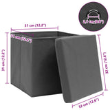 Storage Boxes with Lids 4 pcs Grey 32x32x32 cm Fabric - Rear View