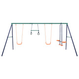 Swing Set with Gymnastic Rings and 4 Seats Steel - Front View