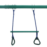 Swing Set with Gymnastic Rings and 4 Seats Steel - Low Angle