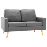 2-Seater Sofa Light Grey Fabric - Front View