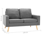 2-Seater Sofa Light Grey Fabric - Close-Up Angle