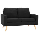 2-Seater Sofa Black Fabric - Front View