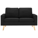2-Seater Sofa Black Fabric - Side View