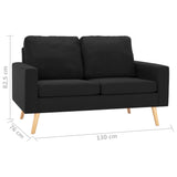 2-Seater Sofa Black Fabric - Close-Up Angle