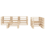 6 Piece Garden Lounge Set Pallets Wood - Front View