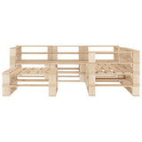 6 Piece Garden Lounge Set Pallets Wood - Front View