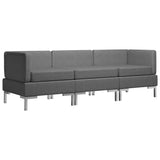 3 Piece Sofa Set Fabric Dark Grey - Front View