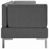 3 Piece Sofa Set Fabric Dark Grey - Rear View