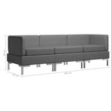 3 Piece Sofa Set Fabric Dark Grey - Low Angle