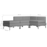 4 Piece Sofa Set Fabric Light Grey - Low Angle