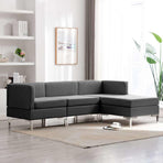 4 Piece Sofa Set Fabric Dark Grey