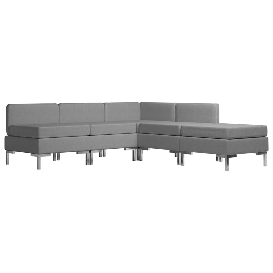 5 Piece Sofa Set Fabric Light Grey