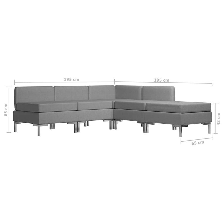 5 Piece Sofa Set Fabric Light Grey