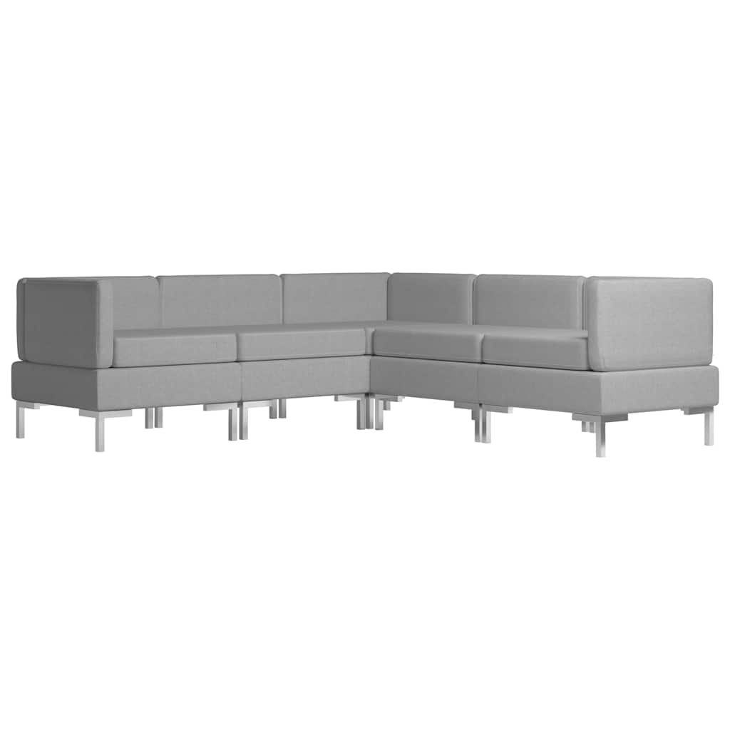 5 Piece Sofa Set Fabric Light Grey