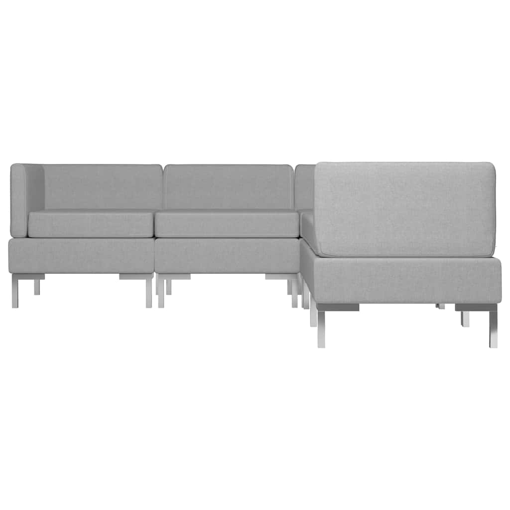 5 Piece Sofa Set Fabric Light Grey