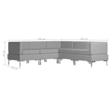 5 Piece Sofa Set Fabric Light Grey