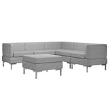 6 Piece Sofa Set Fabric Light Grey