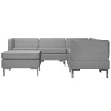 6 Piece Sofa Set Fabric Light Grey - Side View