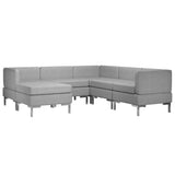 6 Piece Sofa Set Fabric Light Grey