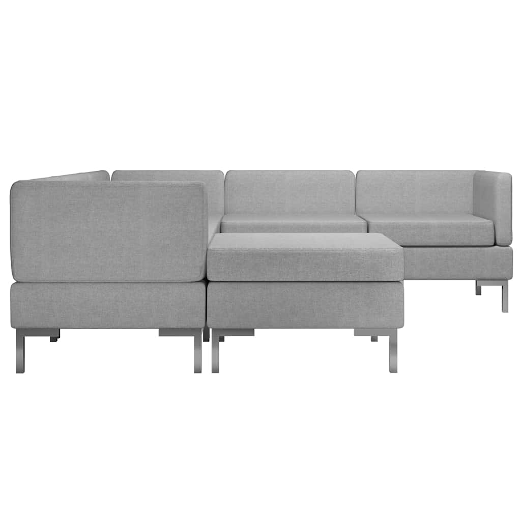 6 Piece Sofa Set Fabric Light Grey