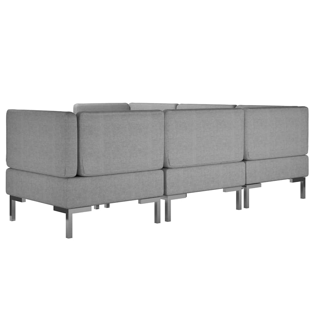 6 Piece Sofa Set Fabric Light Grey