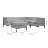 6 Piece Sofa Set Fabric Light Grey - Extra Image