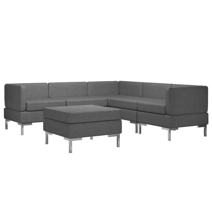 6 Piece Sofa Set Fabric Dark Grey