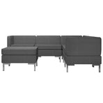 6 Piece Sofa Set Fabric Dark Grey