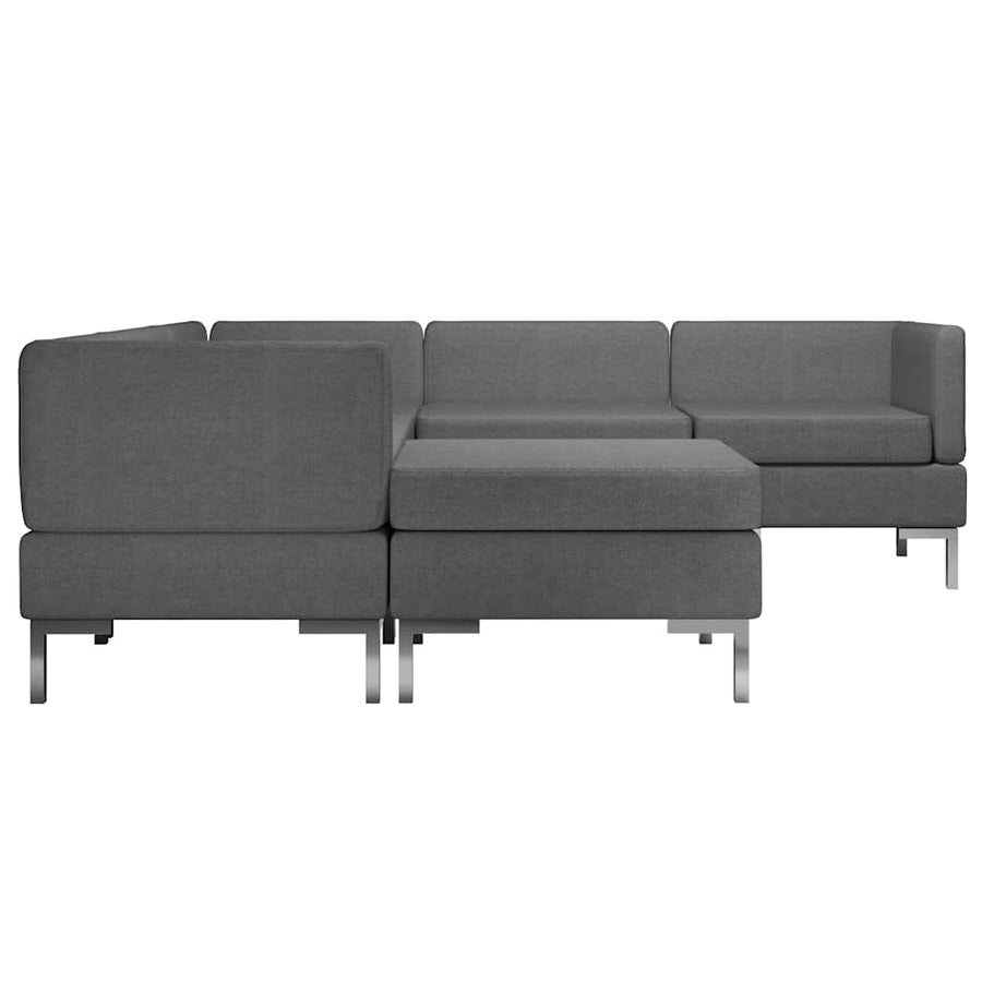 6 Piece Sofa Set Fabric Dark Grey