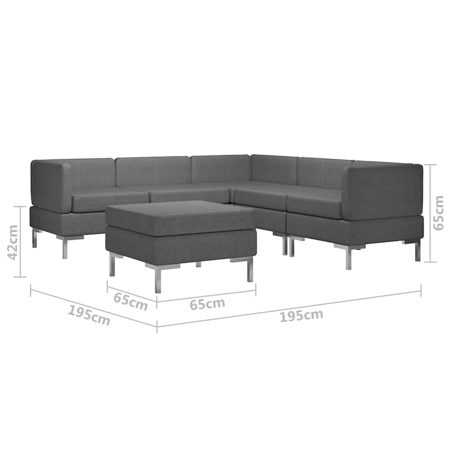 6 Piece Sofa Set Fabric Dark Grey
