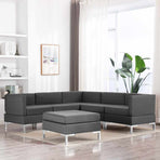 6 Piece Sofa Set Fabric Dark Grey