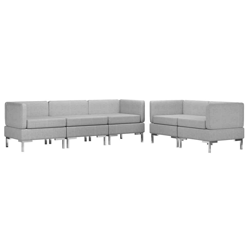 5 Piece Sofa Set Fabric Light Grey