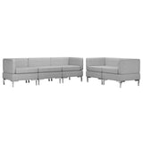 5 Piece Sofa Set Fabric Light Grey - Front View