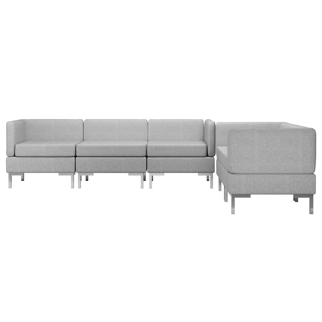 5 Piece Sofa Set Fabric Light Grey
