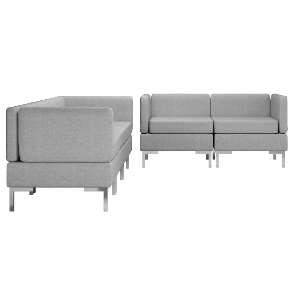 5 Piece Sofa Set Fabric Light Grey