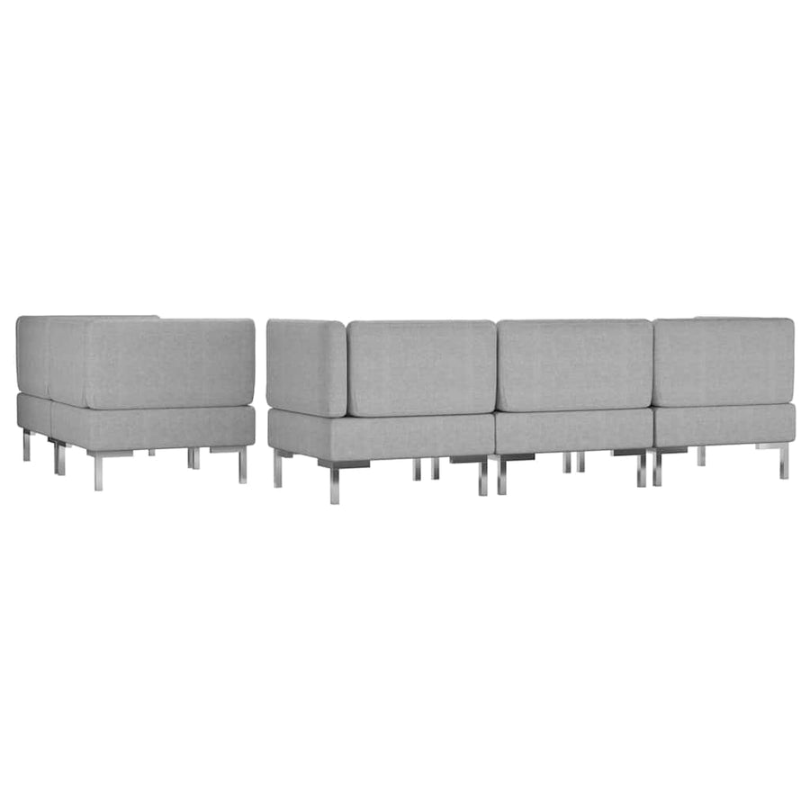 5 Piece Sofa Set Fabric Light Grey