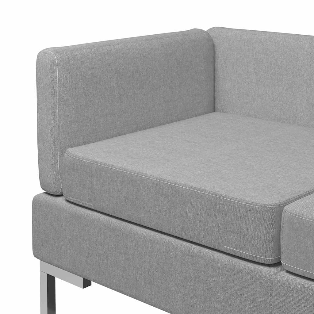 5 Piece Sofa Set Fabric Light Grey