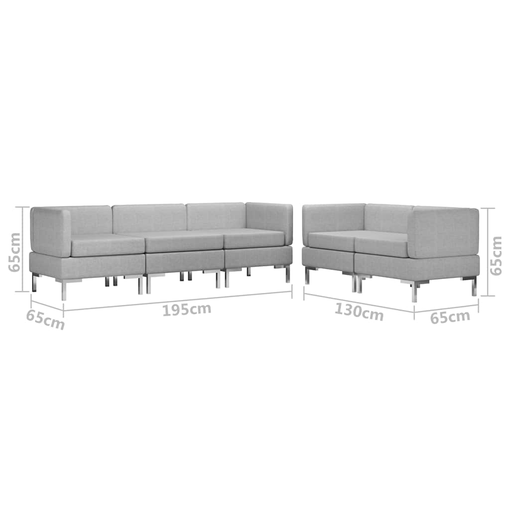 5 Piece Sofa Set Fabric Light Grey