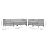 5 Piece Sofa Set Fabric Light Grey