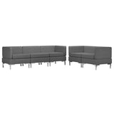 5 Piece Sofa Set Fabric Dark Grey