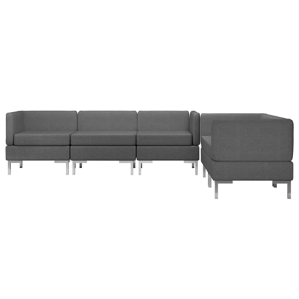 5 Piece Sofa Set Fabric Dark Grey