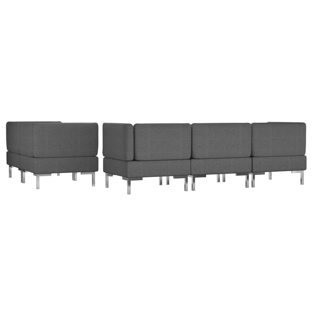 5 Piece Sofa Set Fabric Dark Grey