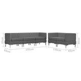 5 Piece Sofa Set Fabric Dark Grey