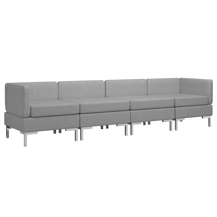 4 Piece Sofa Set Fabric Light Grey