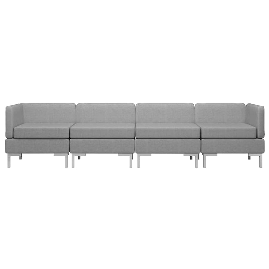 4 Piece Sofa Set Fabric Light Grey
