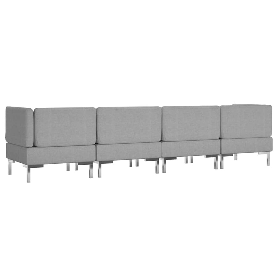 4 Piece Sofa Set Fabric Light Grey